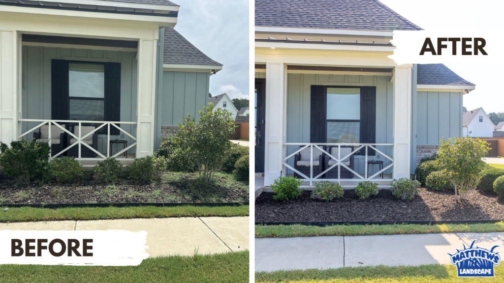 Landscape cleanup before and after in Stonewall