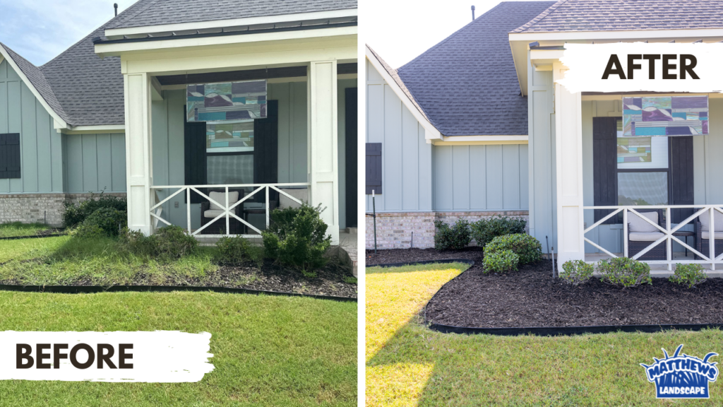 Landscape cleanup before and after in Stonewall