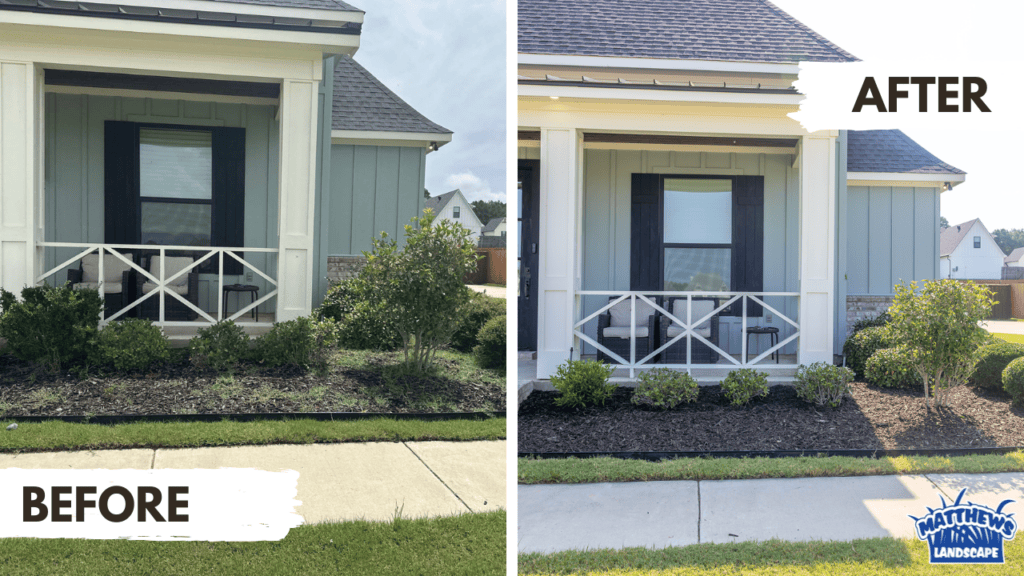 Landscape cleanup before and after in Stonewall
