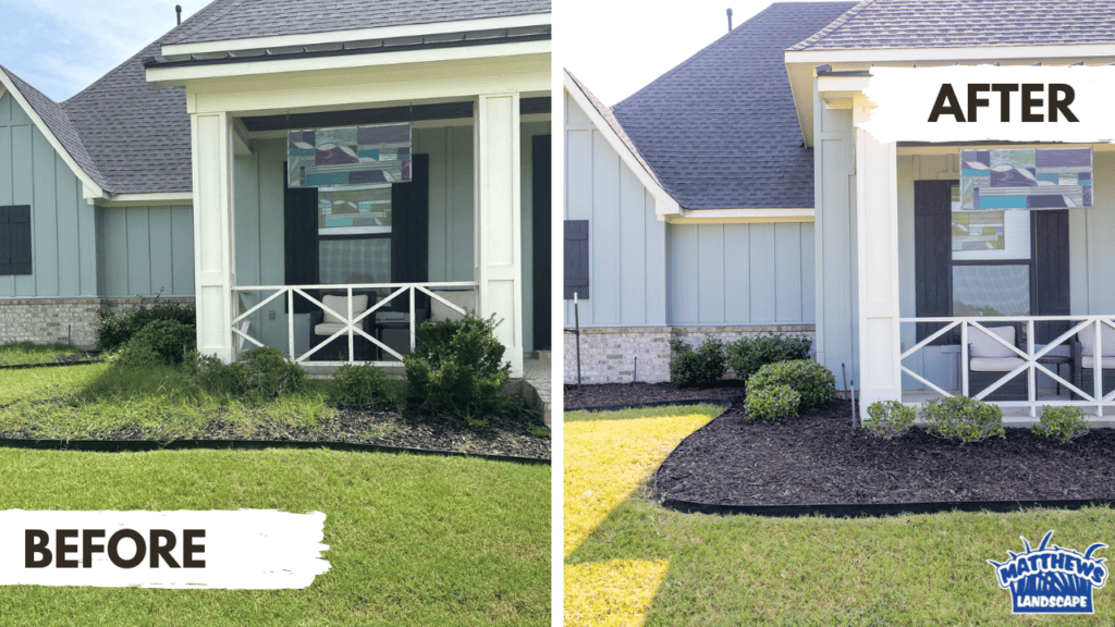 Landscape cleanup before and after in Stonewall